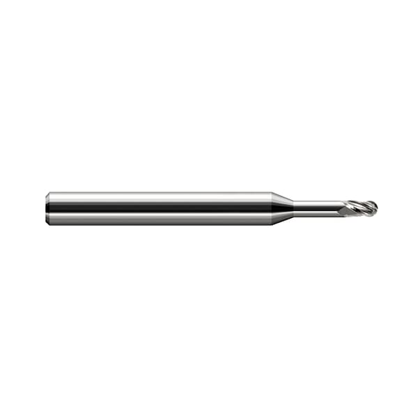 Miniature End Mill - Ball - Long Reach, Stub Flute